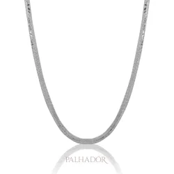 choker fita g 30cm ródio branco