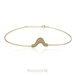 colar choker onda cravejada ouro