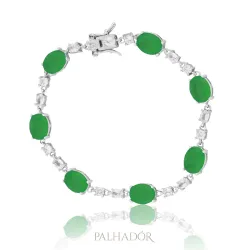 pulseira fusion esmeralda ródio branco