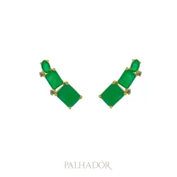 brinco ear cuff fusion esmeralda ouro