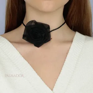 choker flor fio seda