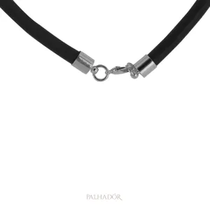 colar choker couro tubo ródio branco