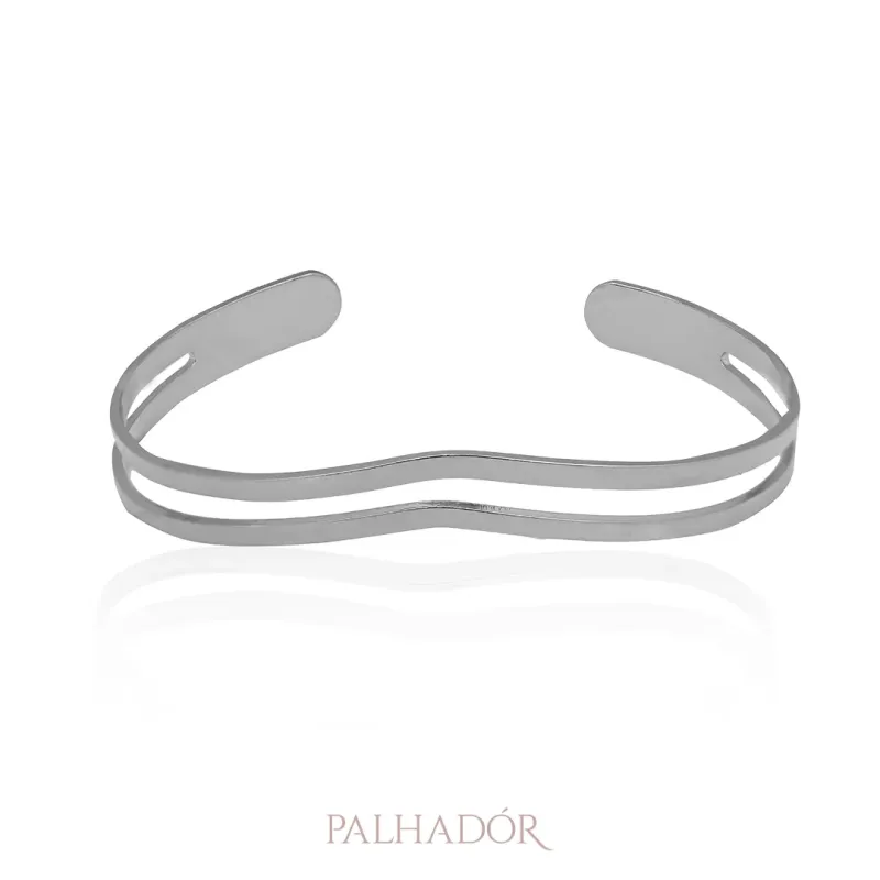 BRACELETE FIO DUPLO RÓDIO BRANCO