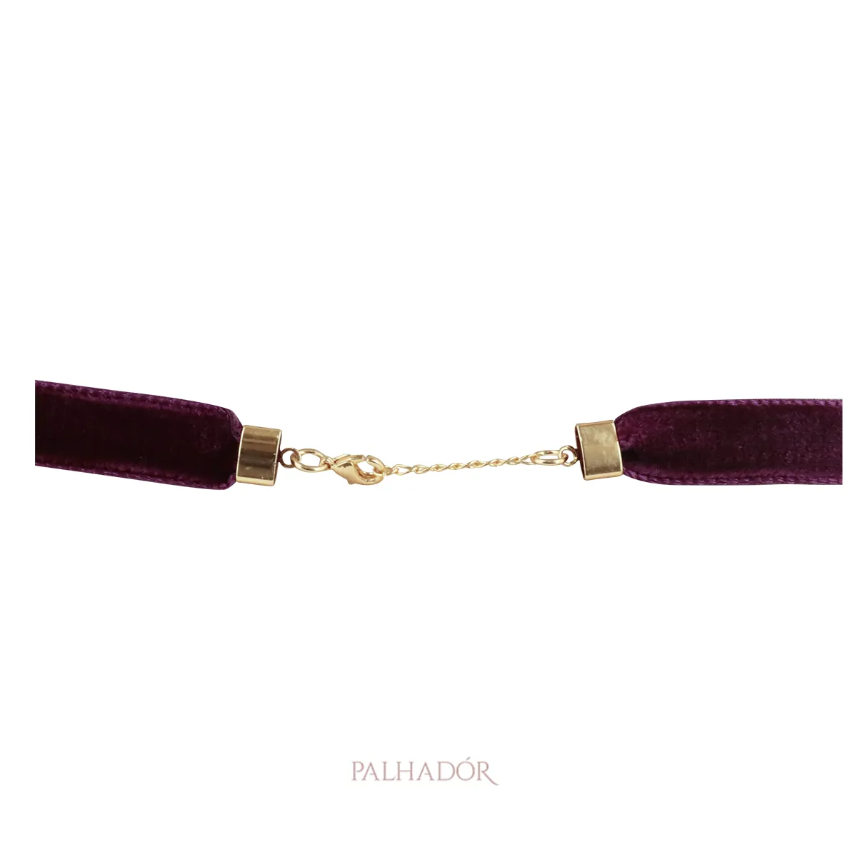 CHOKER VELUDO FUCSIA OURO