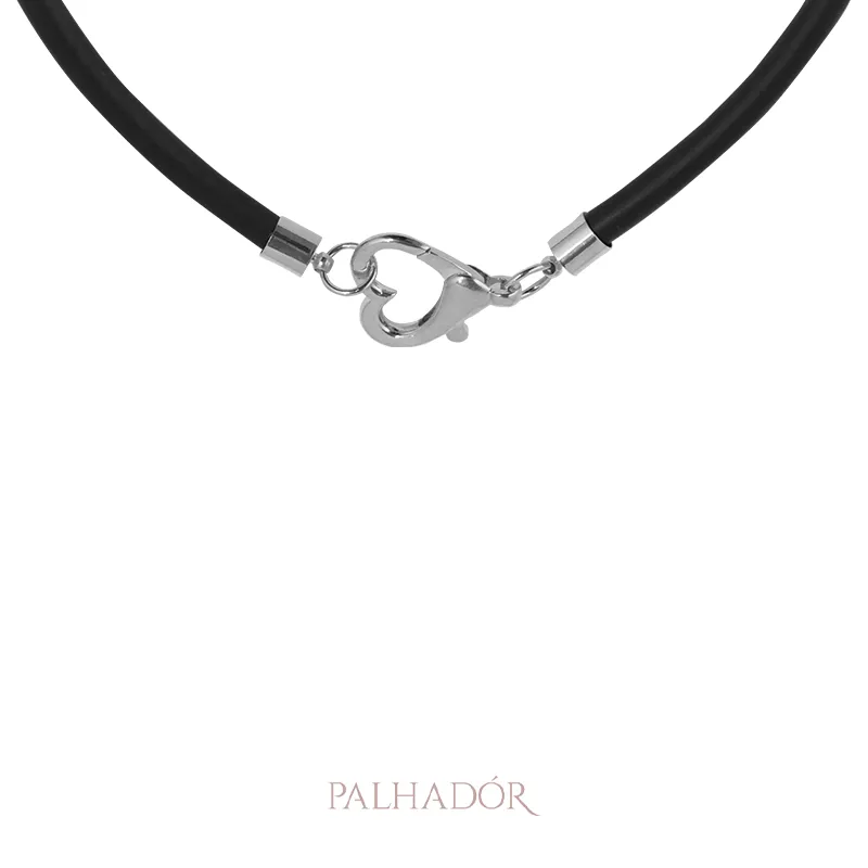 COLAR CHOKER CORAÇÃO VAZADO RÓDIO BRANCO