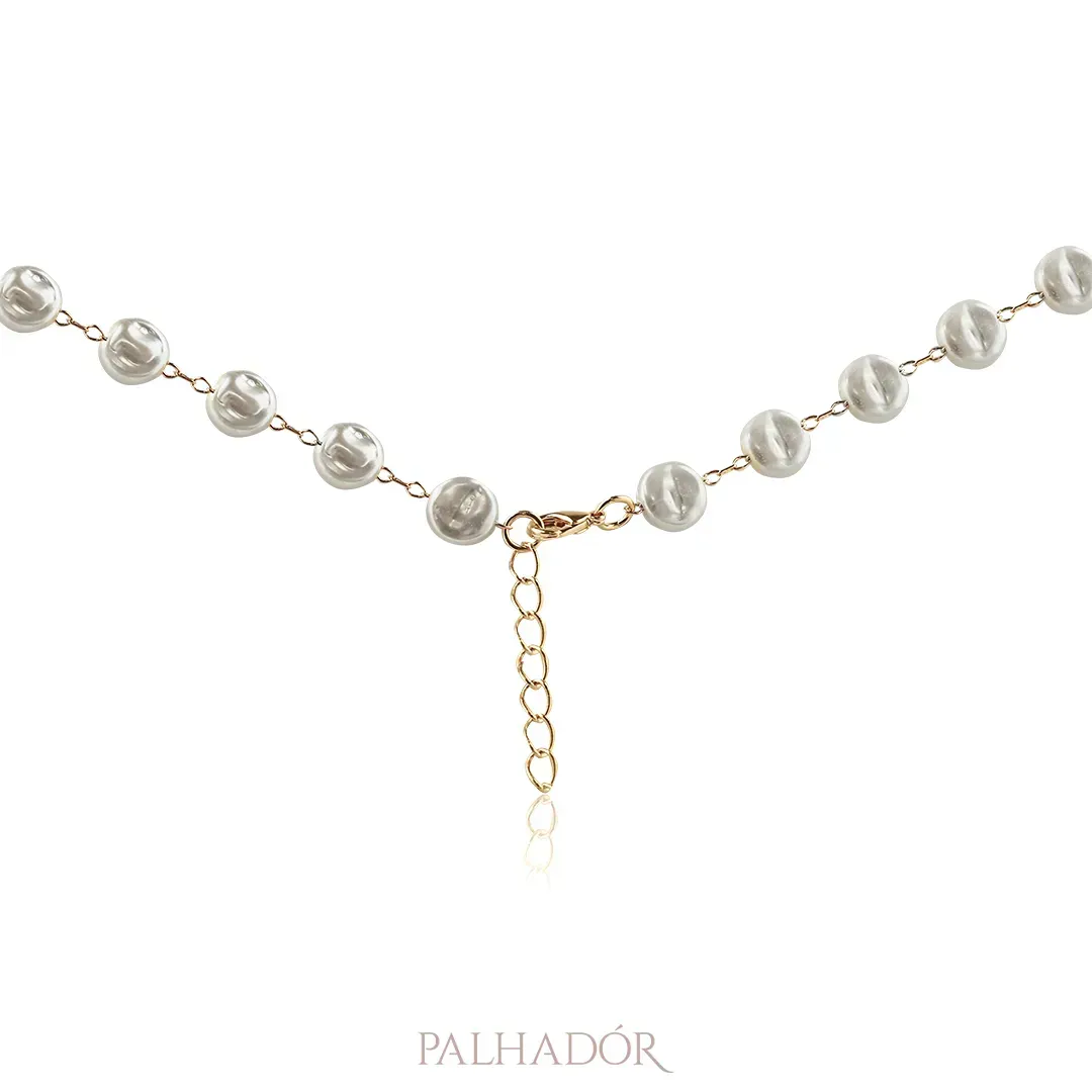 CHOKER PÉROLA MOEDA OURO