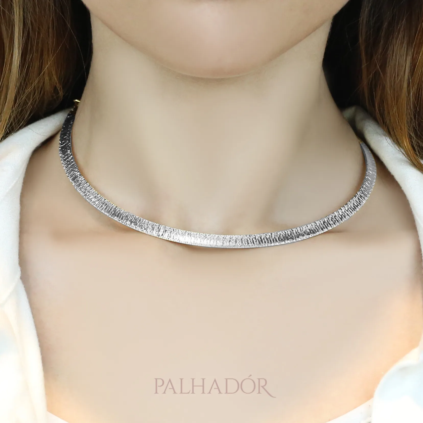 CHOKER ARO RISCADO RÓDIO BRANCO