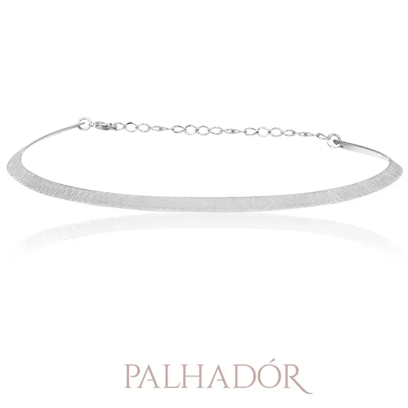 CHOKER ARO RISCADO RÓDIO BRANCO