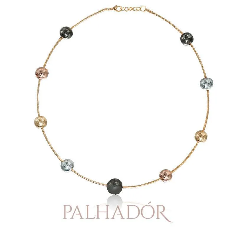 COLAR CHOKER BOLAS 4 BANHOS OURO